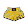 Yellow And White Chinoiserie Print Pattern Muay Thai Boxing Shorts-grizzshop