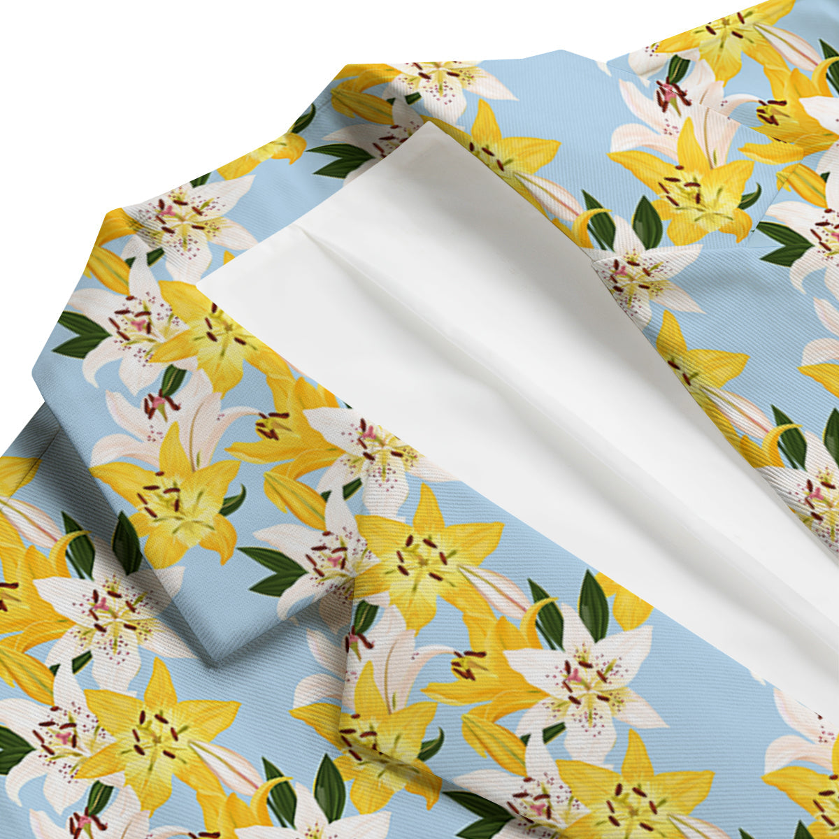 Yellow And White Lily Exotic Print Pattern Men's Blazer-grizzshop