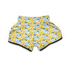 Yellow And White Lily Exotic Print Pattern Muay Thai Boxing Shorts-grizzshop