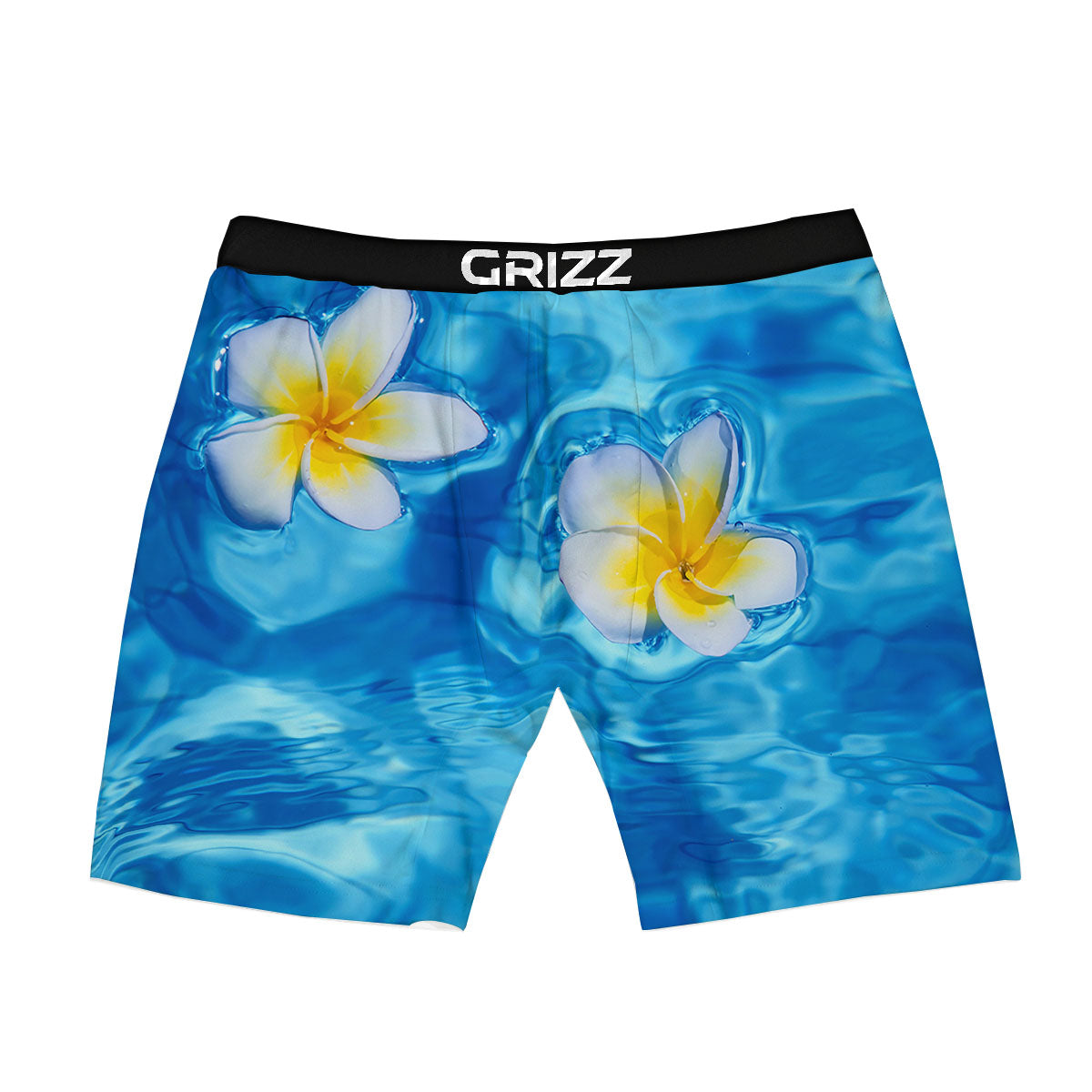 Yellow And White Plumeria In Water Print Boxer Briefs-grizzshop