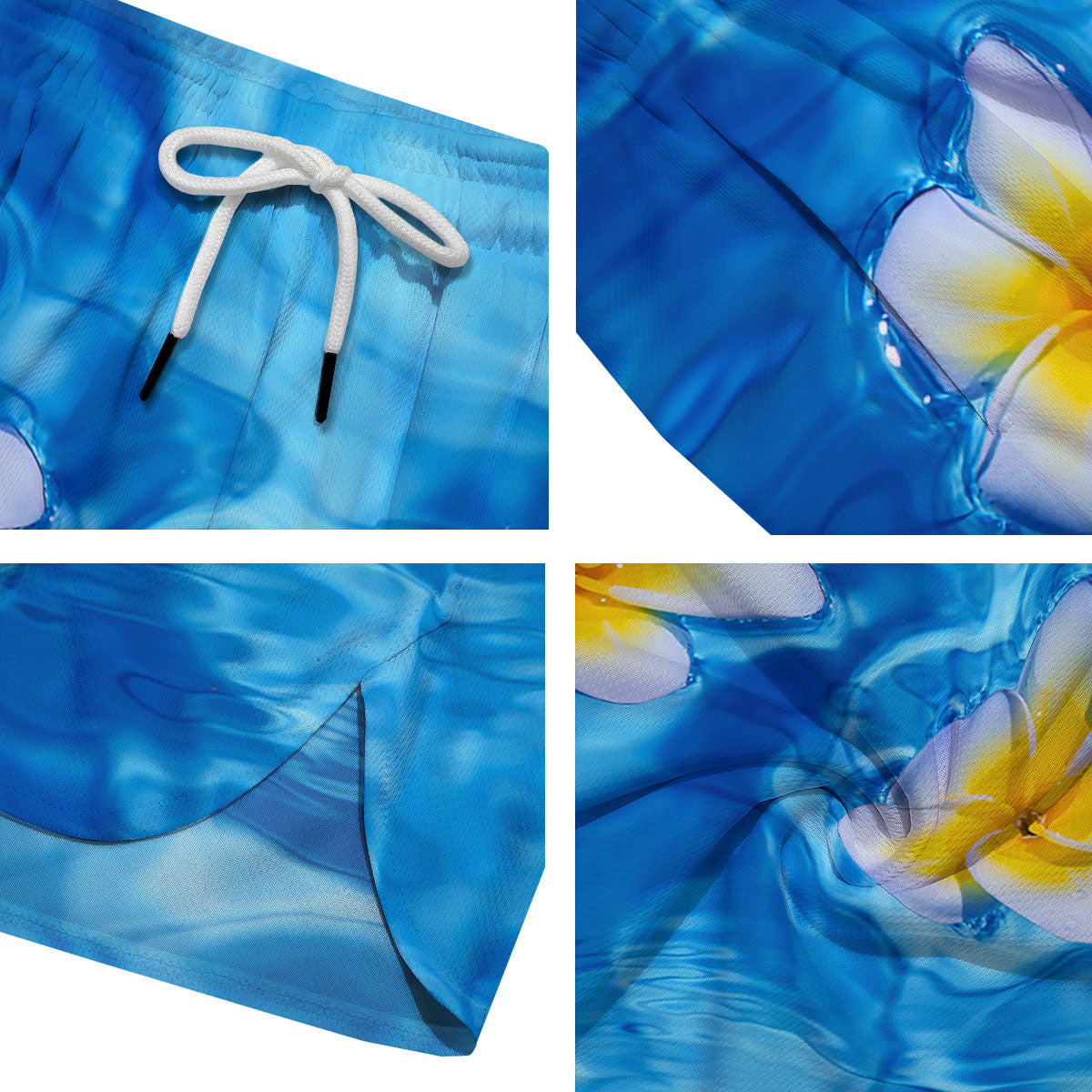 Yellow And White Plumeria In Water Print Men's Running Shorts-grizzshop