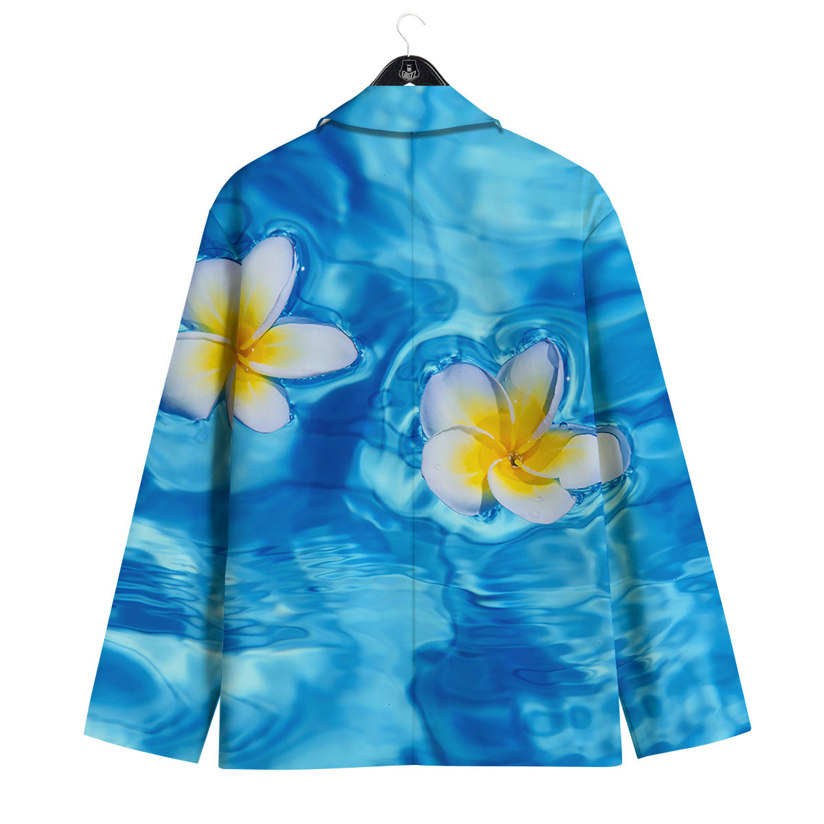Yellow And White Plumeria In Water Print Men's Sport Coat-grizzshop