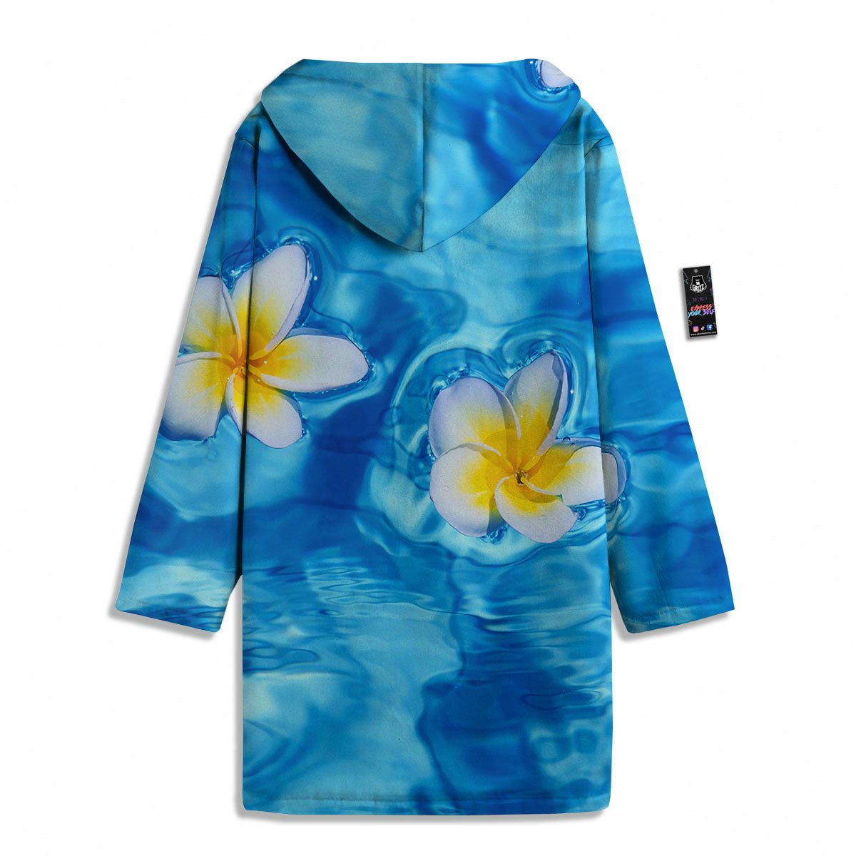 Yellow And White Plumeria In Water Print Men's Windbreaker Jacket-grizzshop