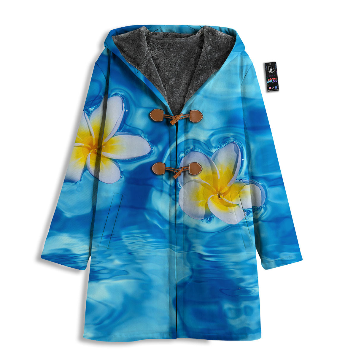 Yellow And White Plumeria In Water Print Men's Windbreaker Jacket-grizzshop