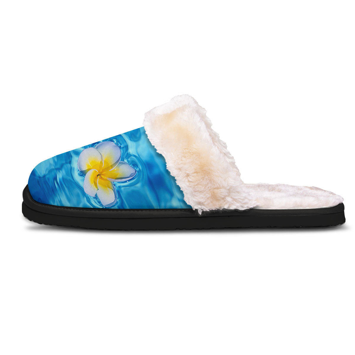 Yellow And White Plumeria In Water Print Slippers-grizzshop
