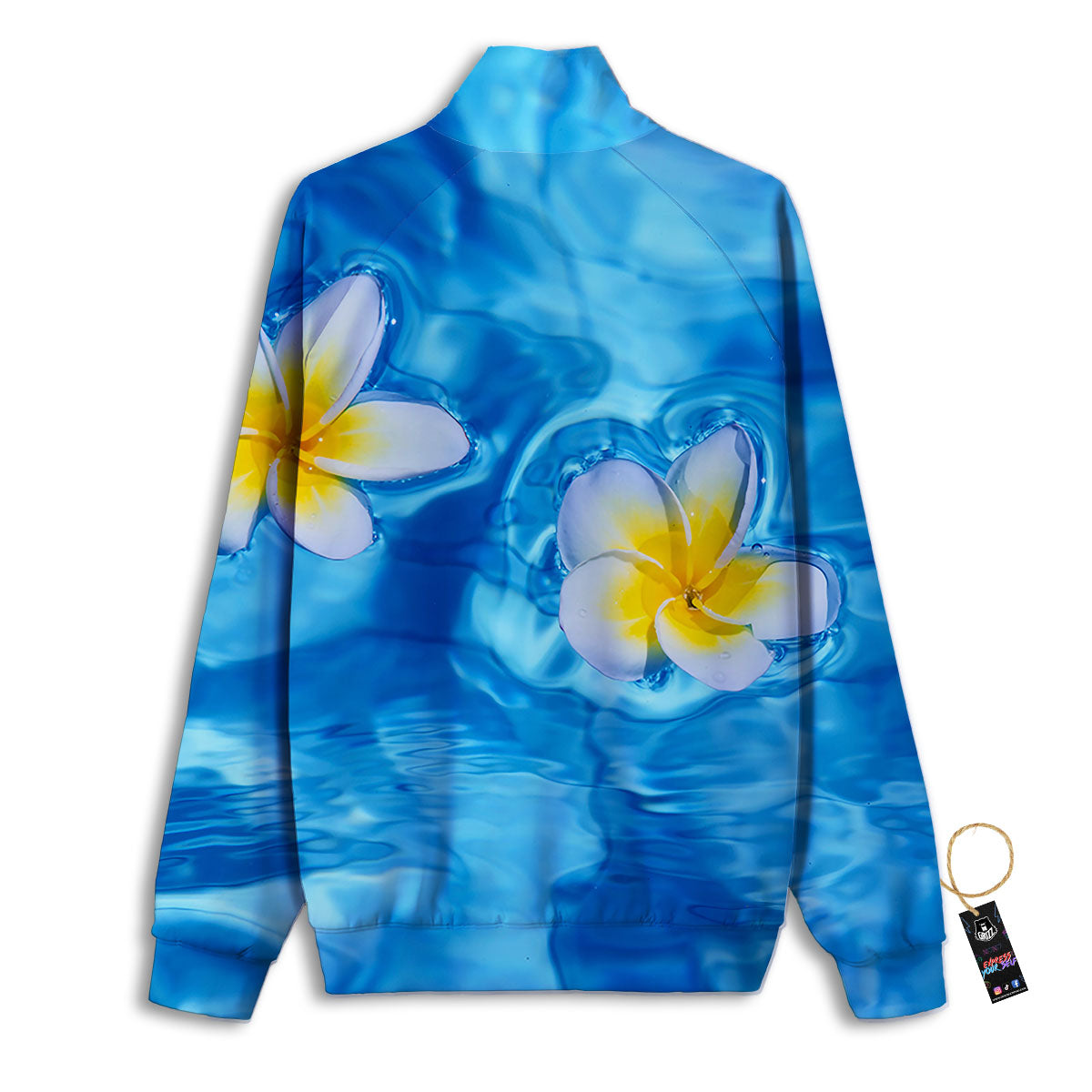 Yellow And White Plumeria In Water Print Track Jacket-grizzshop