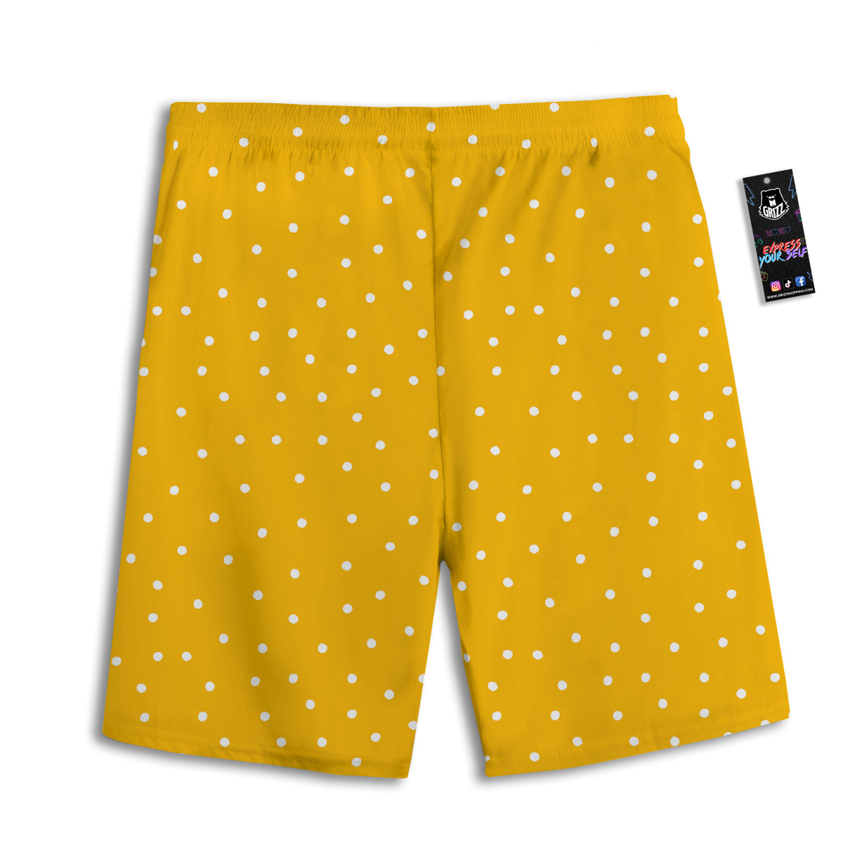 Yellow And White Polka Dot Print Pattern Men's Athletic Shorts