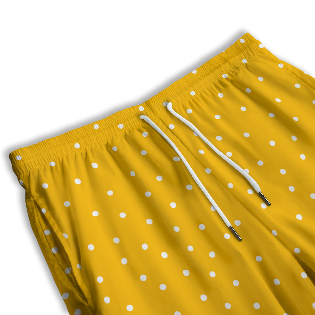 Yellow And White Polka Dot Print Pattern Men's Athletic Shorts