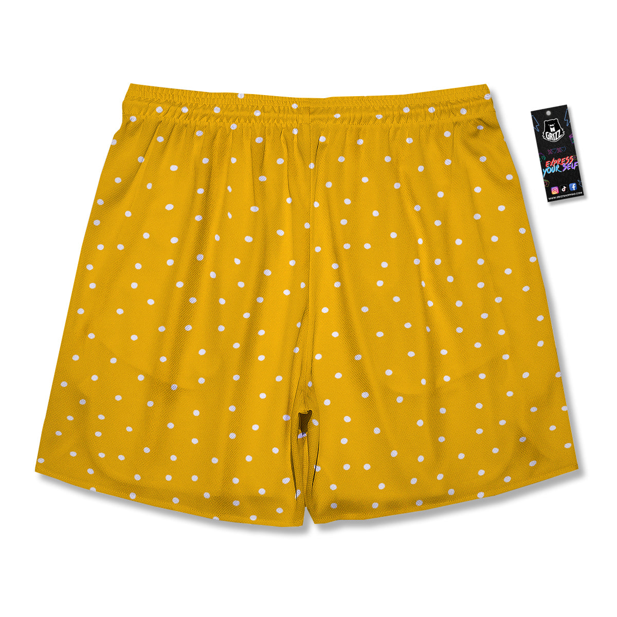 Yellow And White Polka Dot Print Pattern Men's Running Shorts-grizzshop