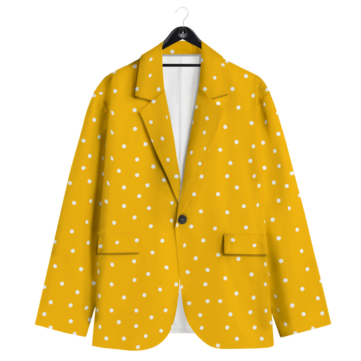 Yellow And White Polka Dot Print Pattern Men's Sport Coat-grizzshop