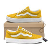 Yellow And White Polka Dot Print Pattern Skate Shoes-grizzshop