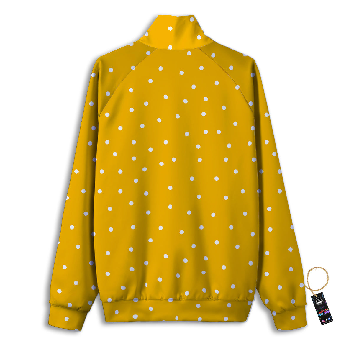 Yellow And White Polka Dot Print Pattern Track Jacket-grizzshop