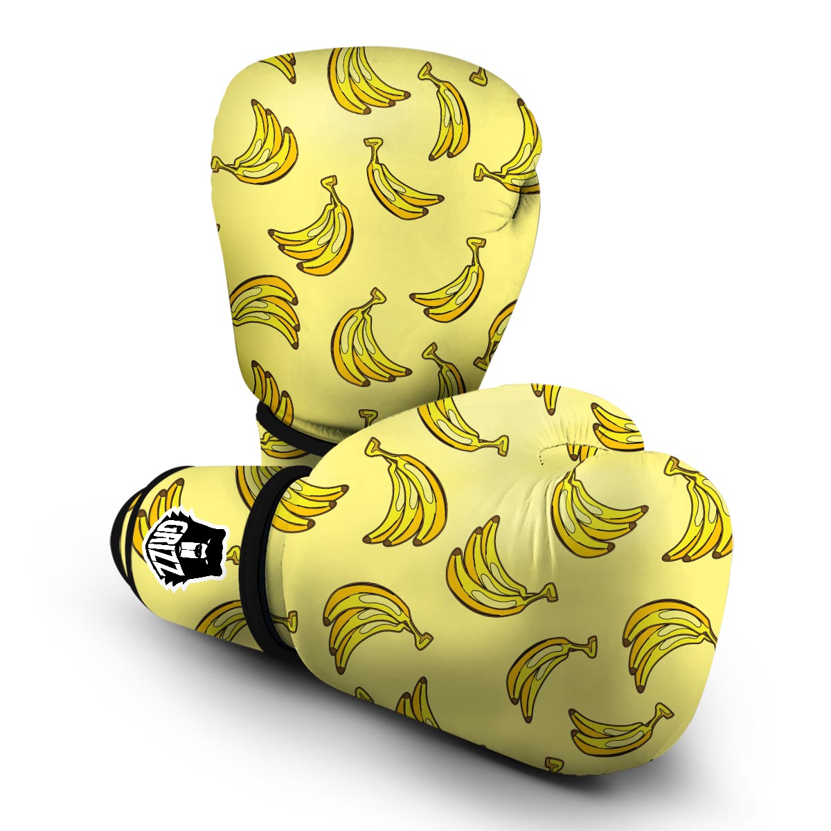 Yellow Banana Pattern Print Boxing Gloves-grizzshop