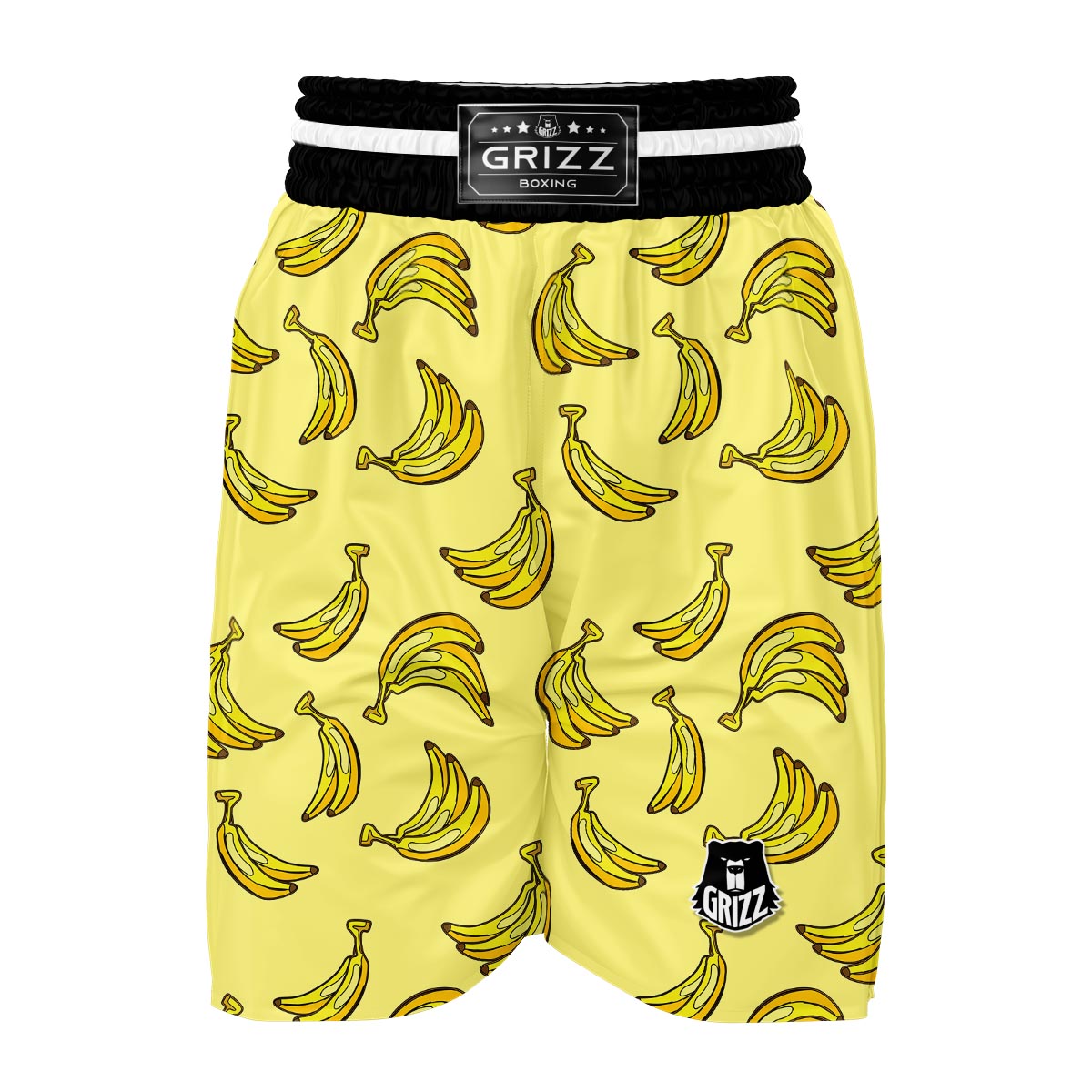Yellow Banana Pattern Print Boxing Shorts-grizzshop