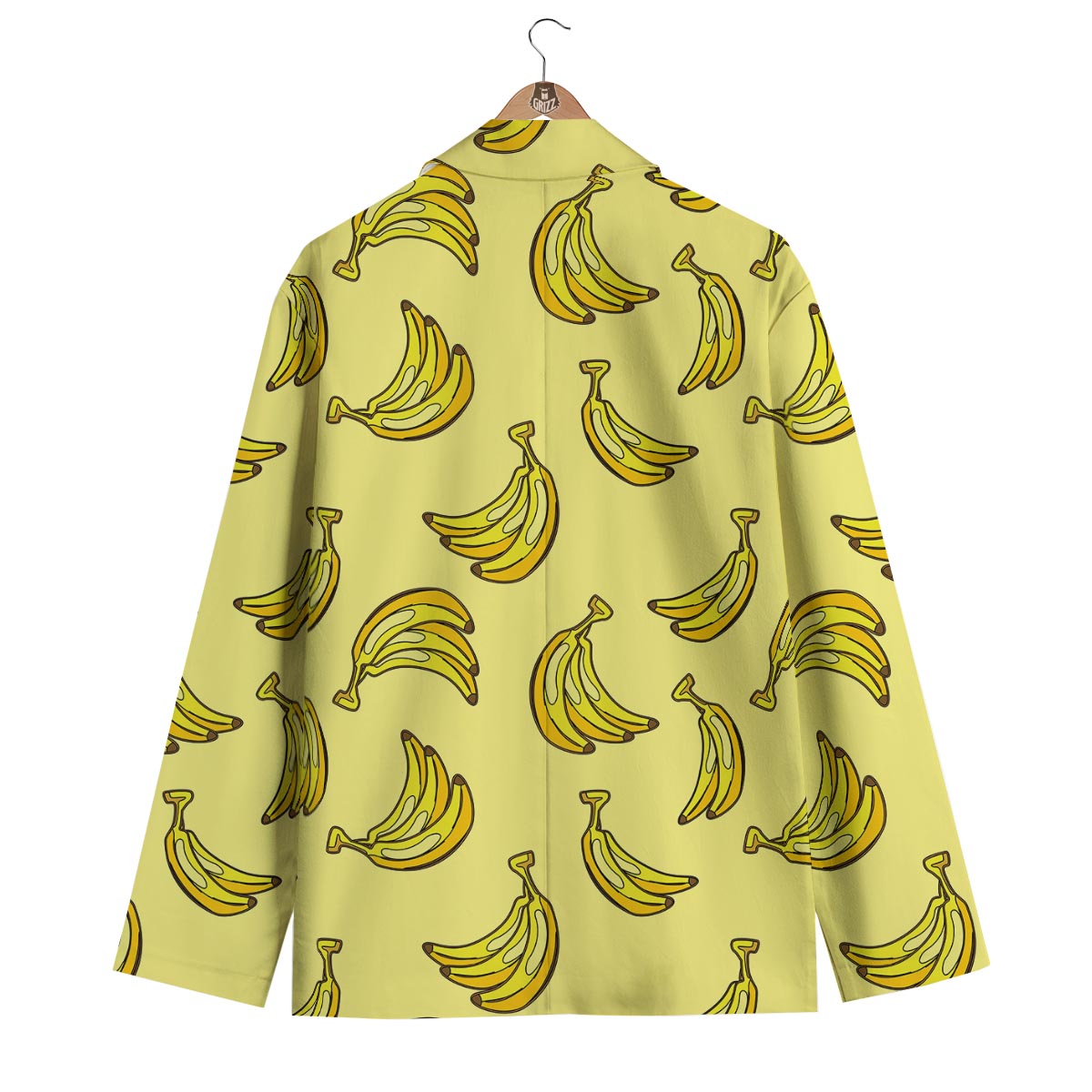 Yellow Banana Pattern Print Men's Blazer-grizzshop