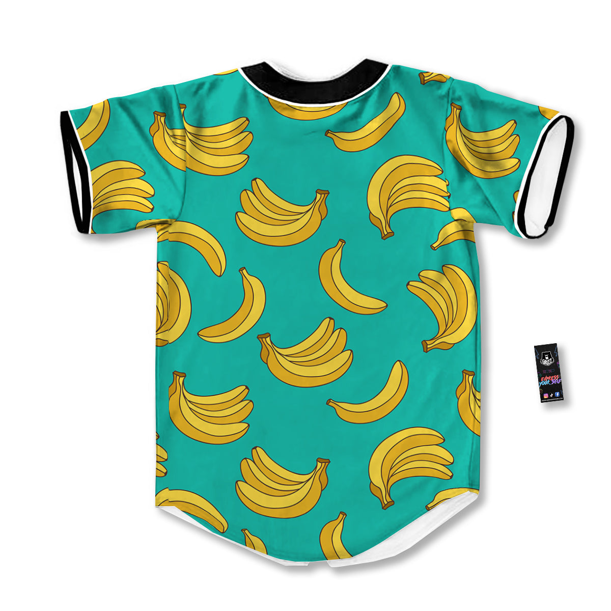 Yellow Banana Print Pattern Baseball Jersey-grizzshop