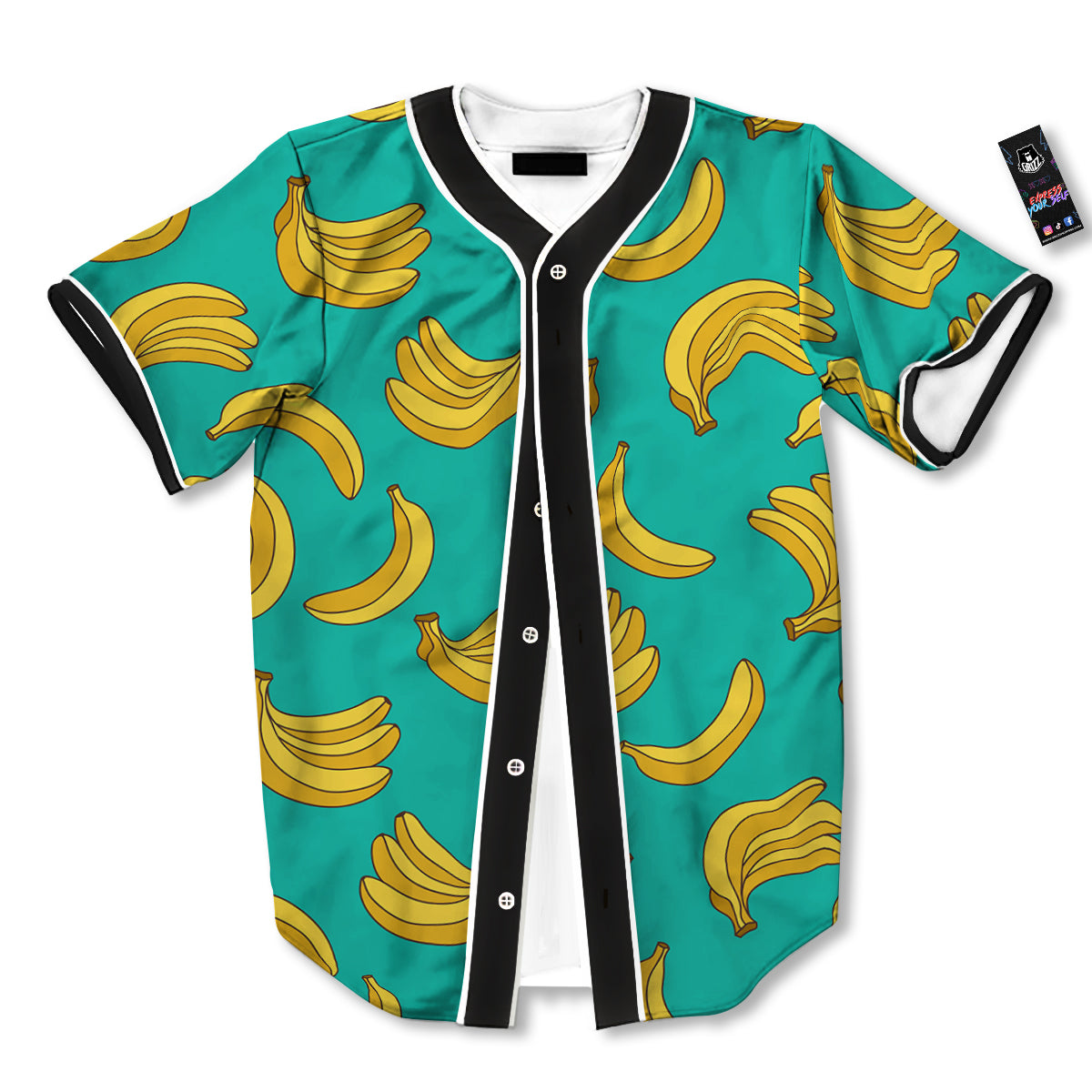 Yellow Banana Print Pattern Baseball Jersey-grizzshop