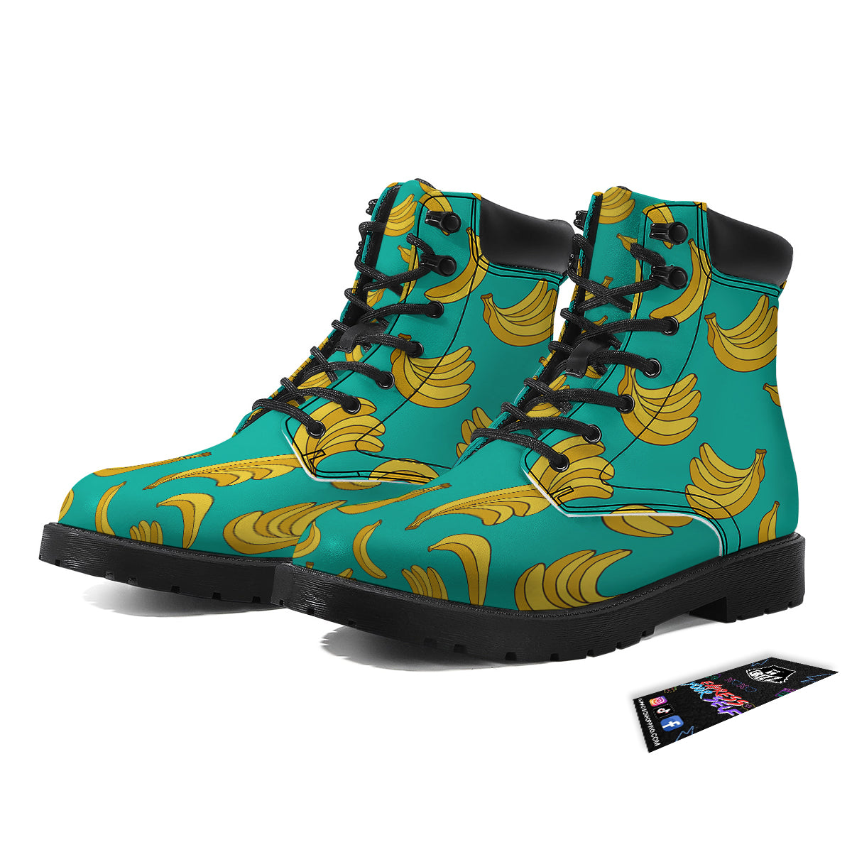 Yellow Banana Print Pattern Boots-grizzshop