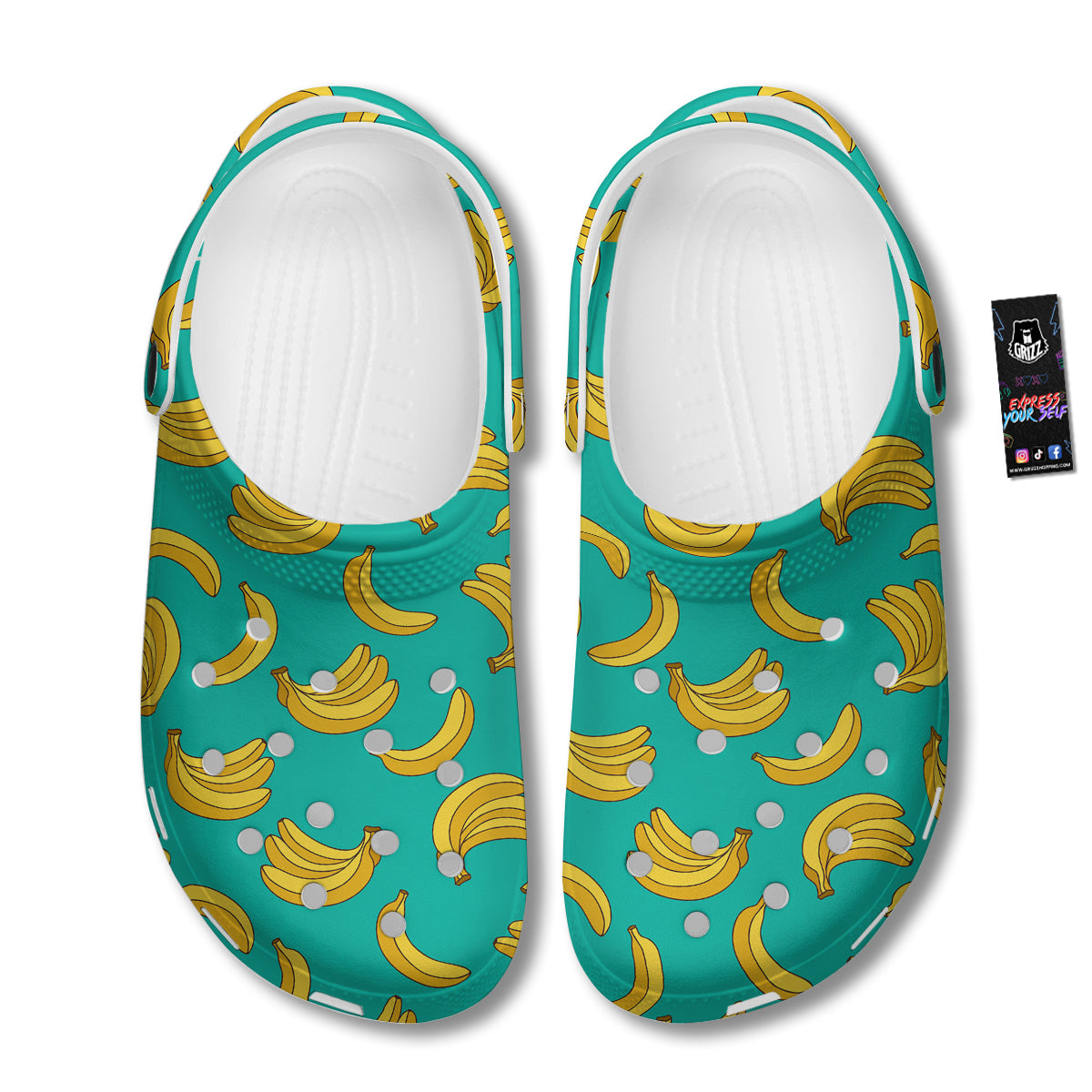 Yellow Banana Print Pattern Clog-grizzshop