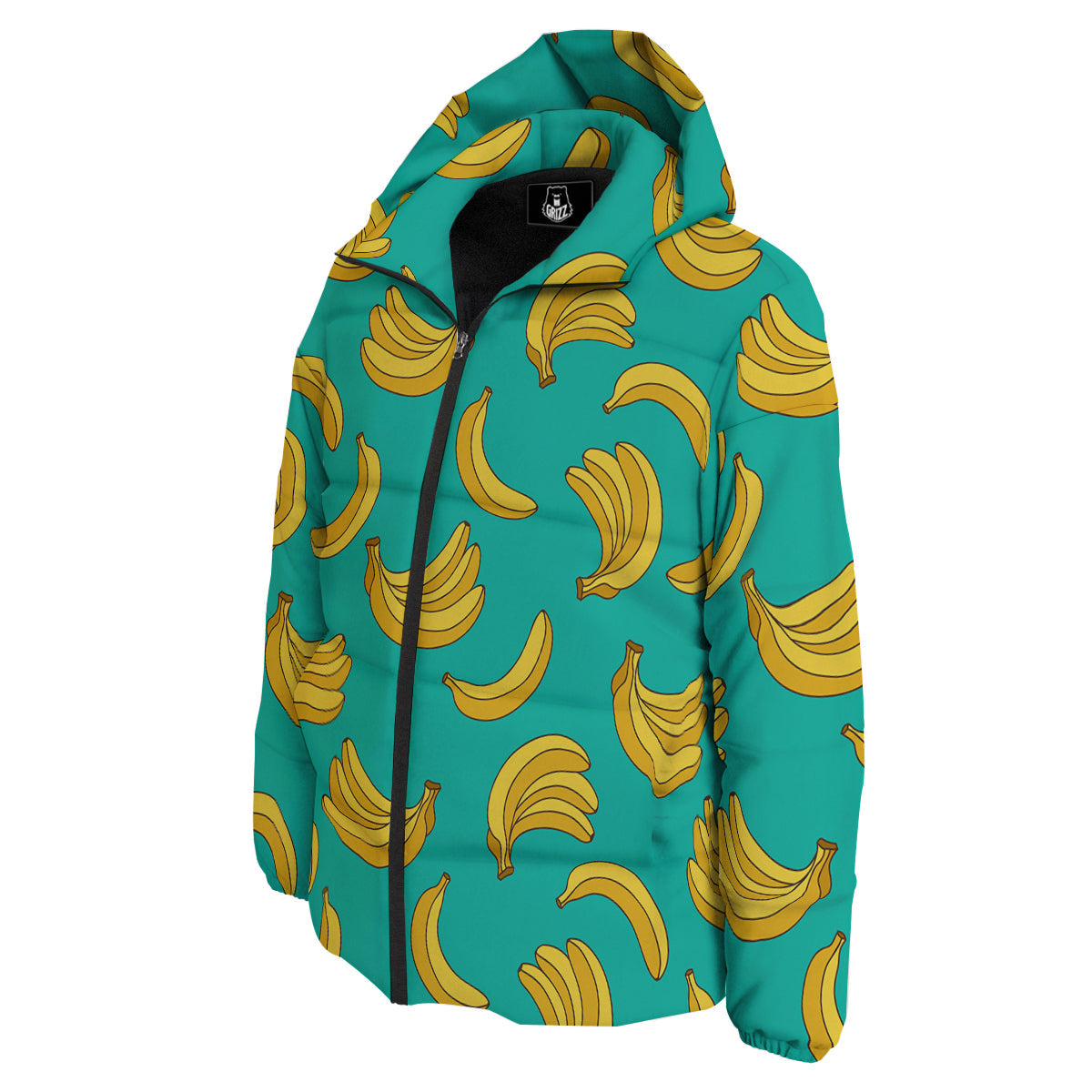 Yellow Banana Print Pattern Down Jacket-grizzshop