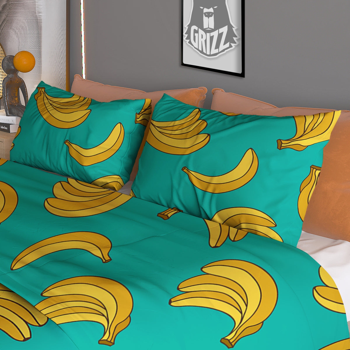 Yellow Banana Print Pattern  Duvet Cover Bedding Set