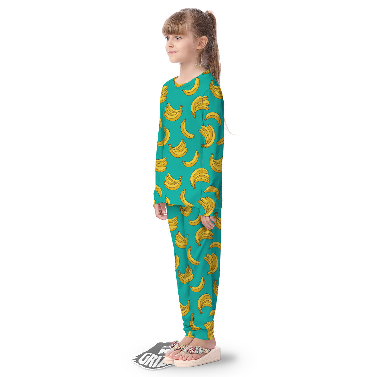 Yellow Banana Print Pattern Kid's Pajamas-grizzshop