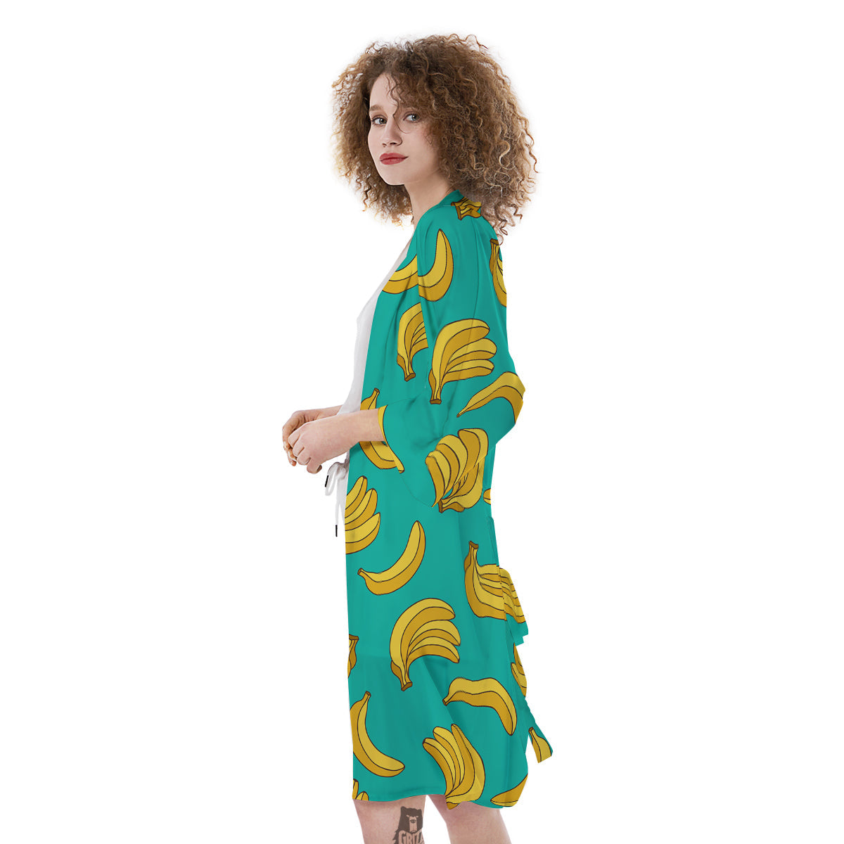 Yellow Banana Print Pattern Kimono-grizzshop