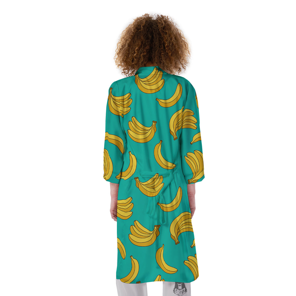 Yellow Banana Print Pattern Kimono-grizzshop
