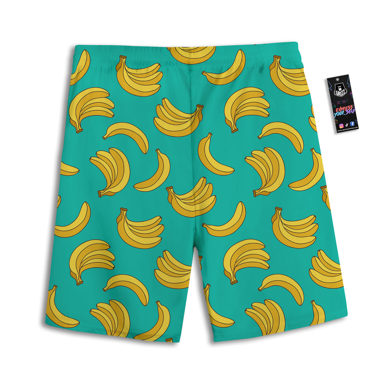 Yellow Banana Print Pattern  Men's Athletic Shorts