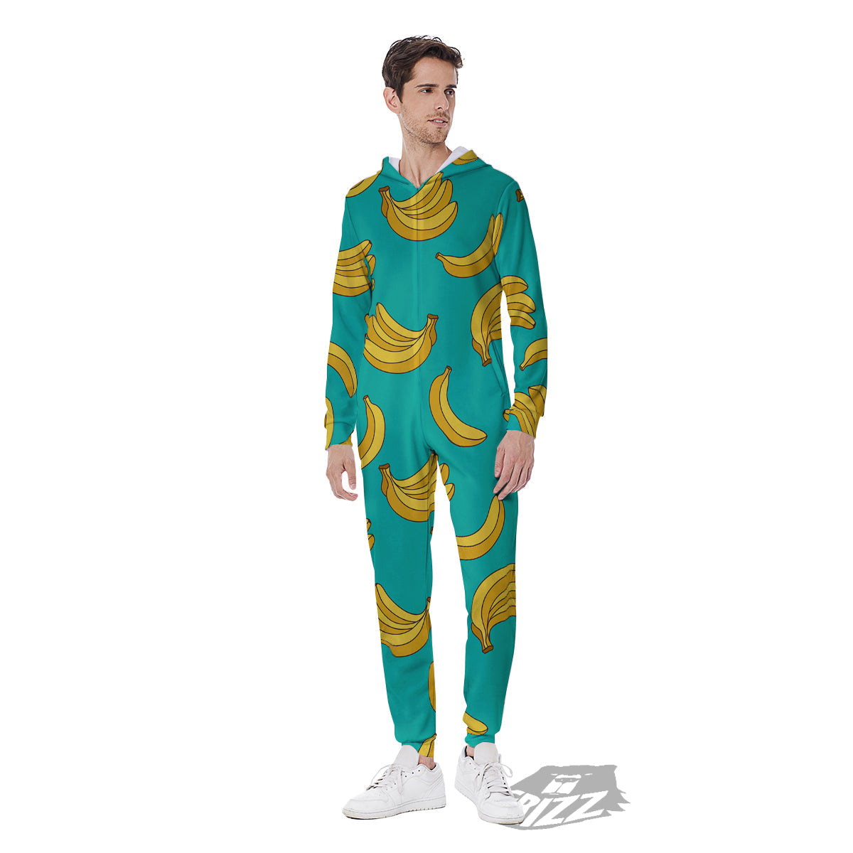 Yellow Banana Print Pattern Men's Jumpsuit-grizzshop