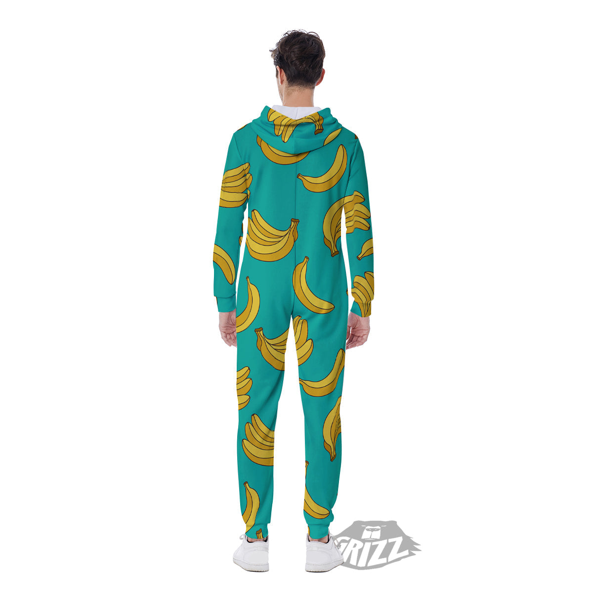 Yellow Banana Print Pattern Men's Jumpsuit-grizzshop