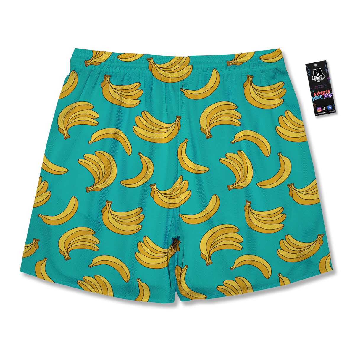 Yellow Banana Print Pattern Men's Running Shorts-grizzshop