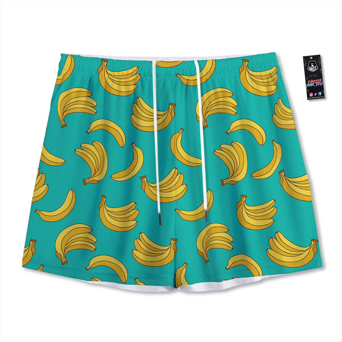 Yellow Banana Print Pattern  Mesh Shorts