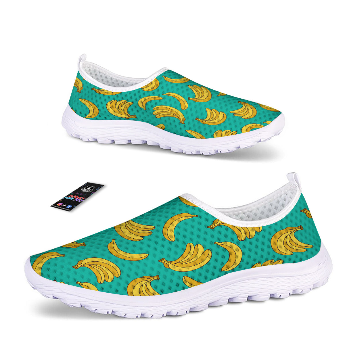 Yellow Banana Print Pattern Nurse Shoes-grizzshop