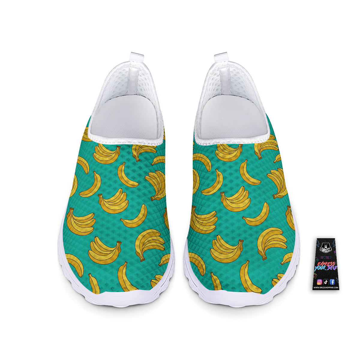 Yellow Banana Print Pattern Nurse Shoes-grizzshop