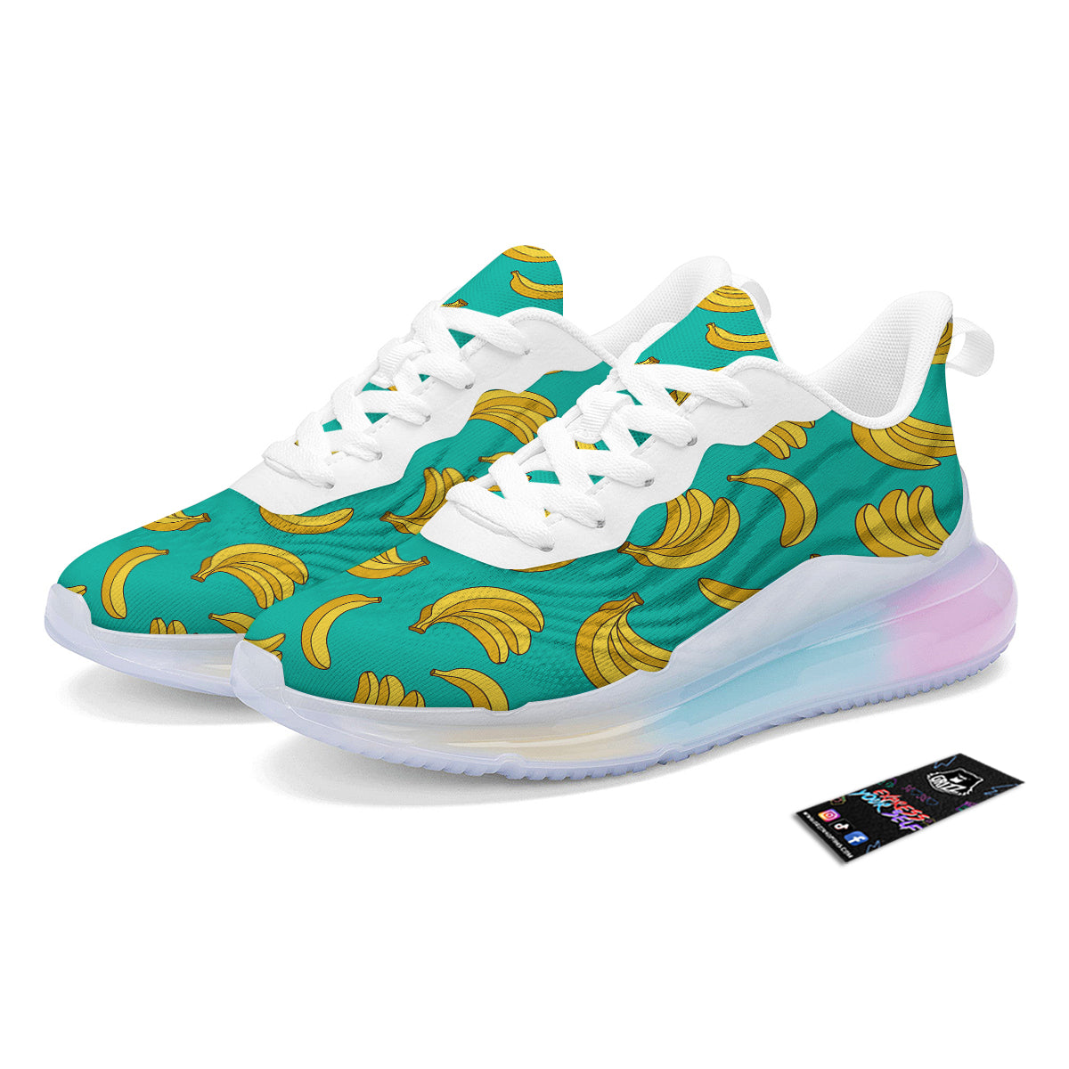 Yellow Banana Print Pattern Running Sneakers-grizzshop