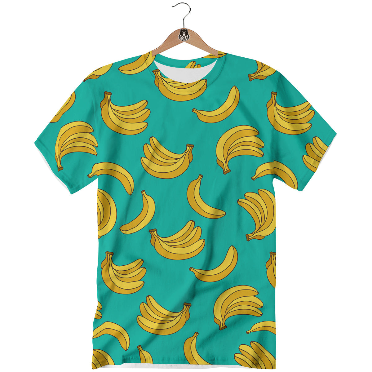 Yellow Banana Print Pattern T-Shirt-grizzshop