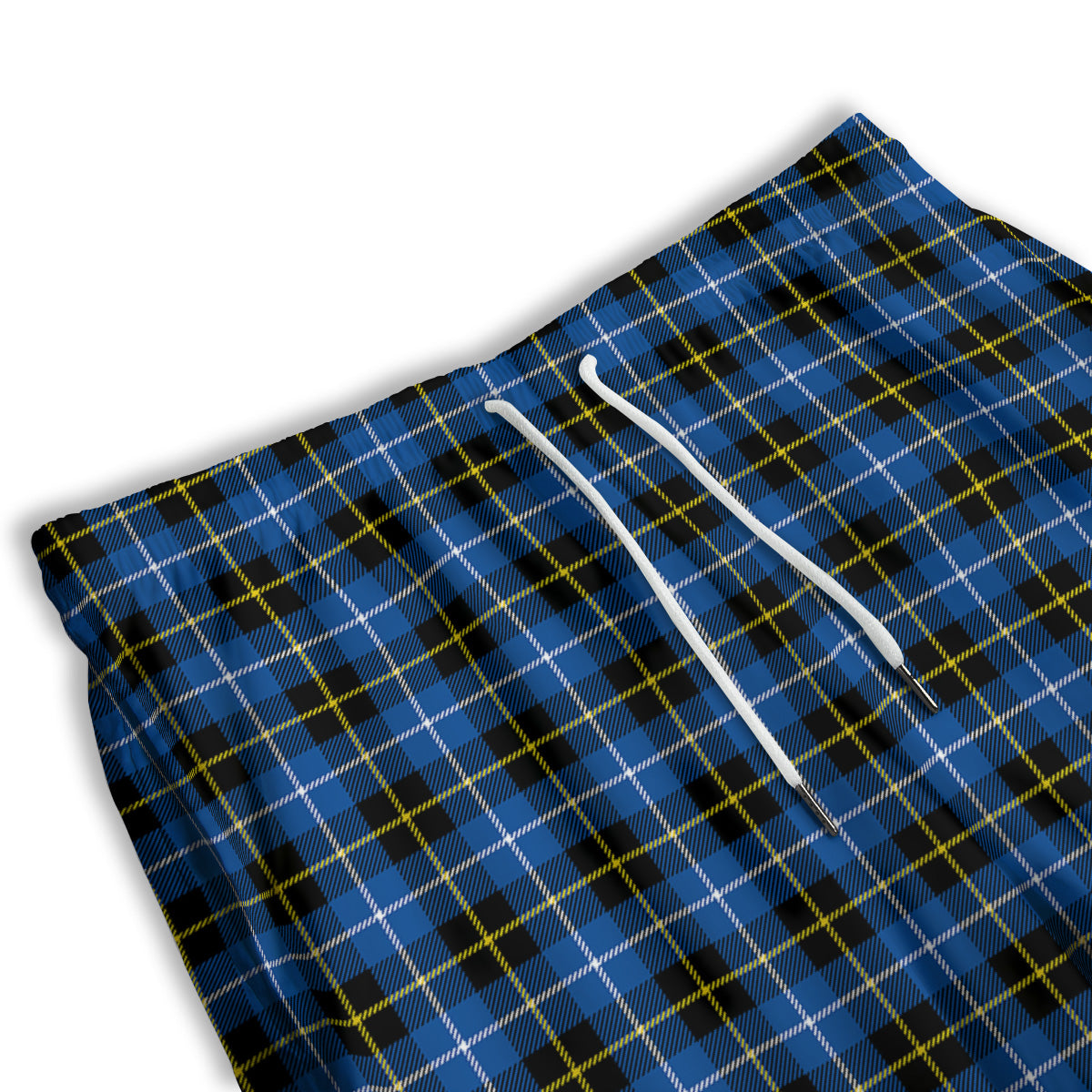 Yellow Blue And Black Tartan Print Men's Athletic Shorts