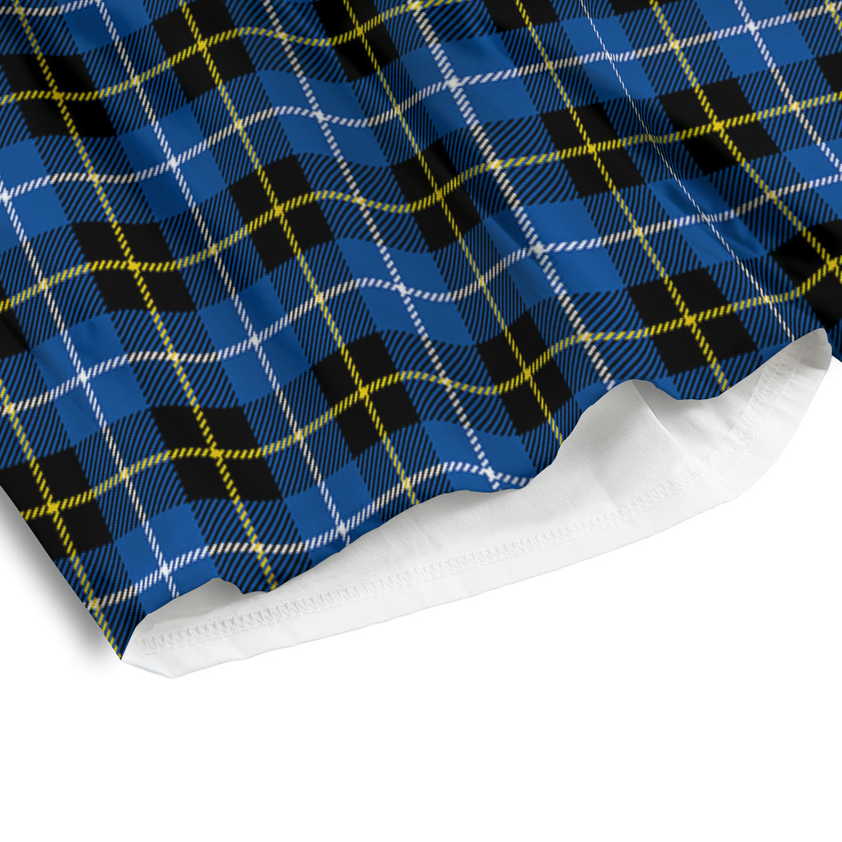 Yellow Blue And Black Tartan Print Men's Athletic Shorts