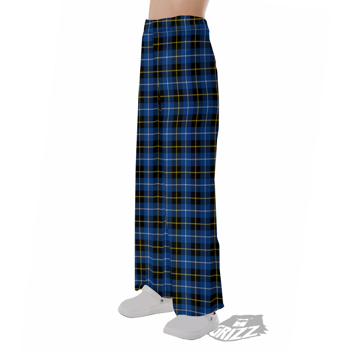 Yellow Blue And Black Tartan Print Pajama Pants-grizzshop