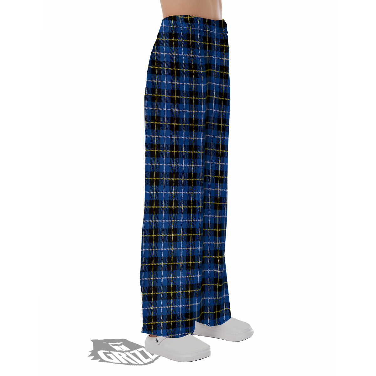Yellow Blue And Black Tartan Print Pajama Pants-grizzshop