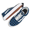 Yellow Blue And Black Tartan Print Skate Shoes-grizzshop