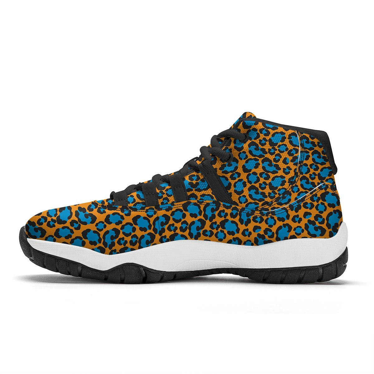Yellow Blue Dot Leopard Black Bball Shoes-grizzshop
