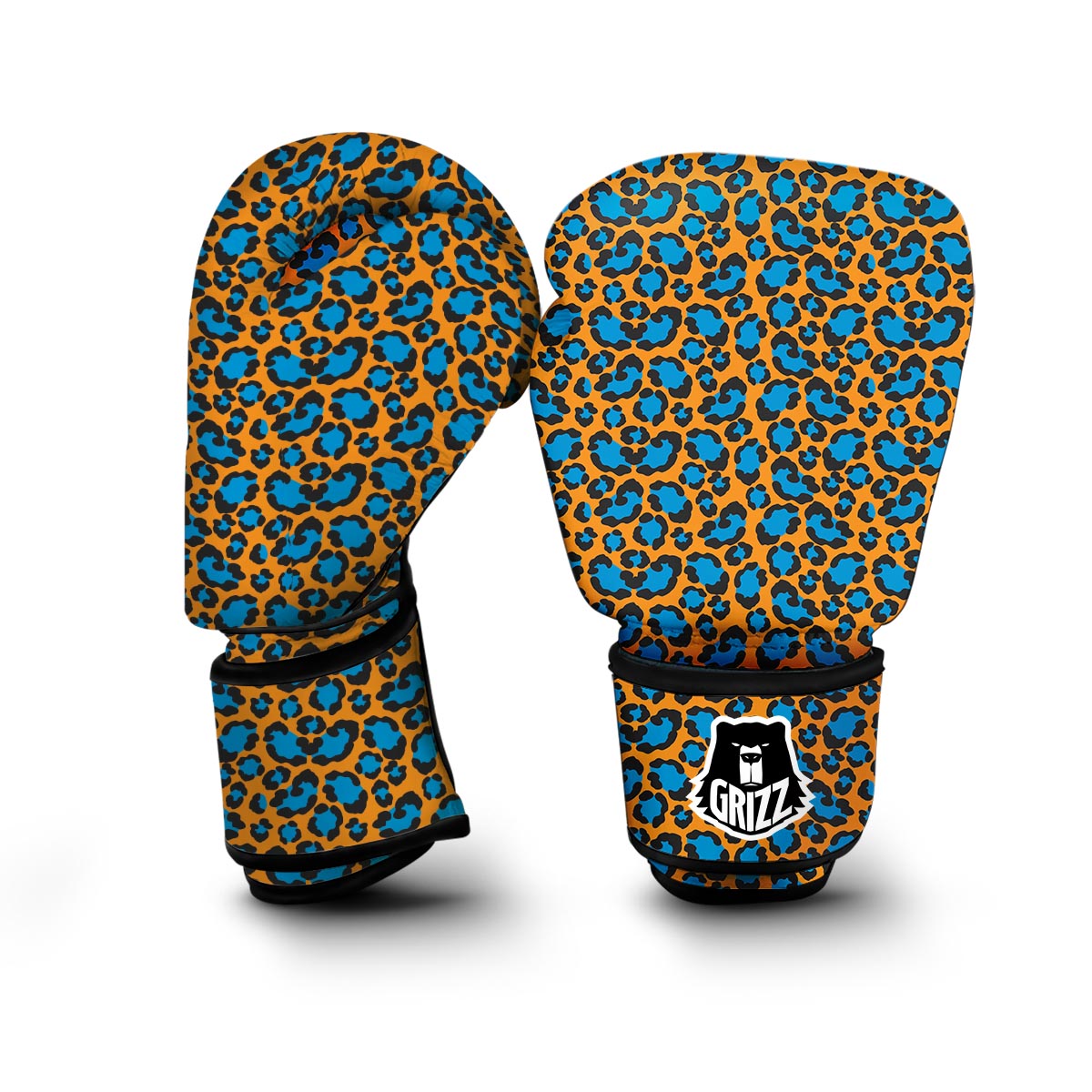 Yellow Blue Dot Leopard Boxing Gloves-grizzshop