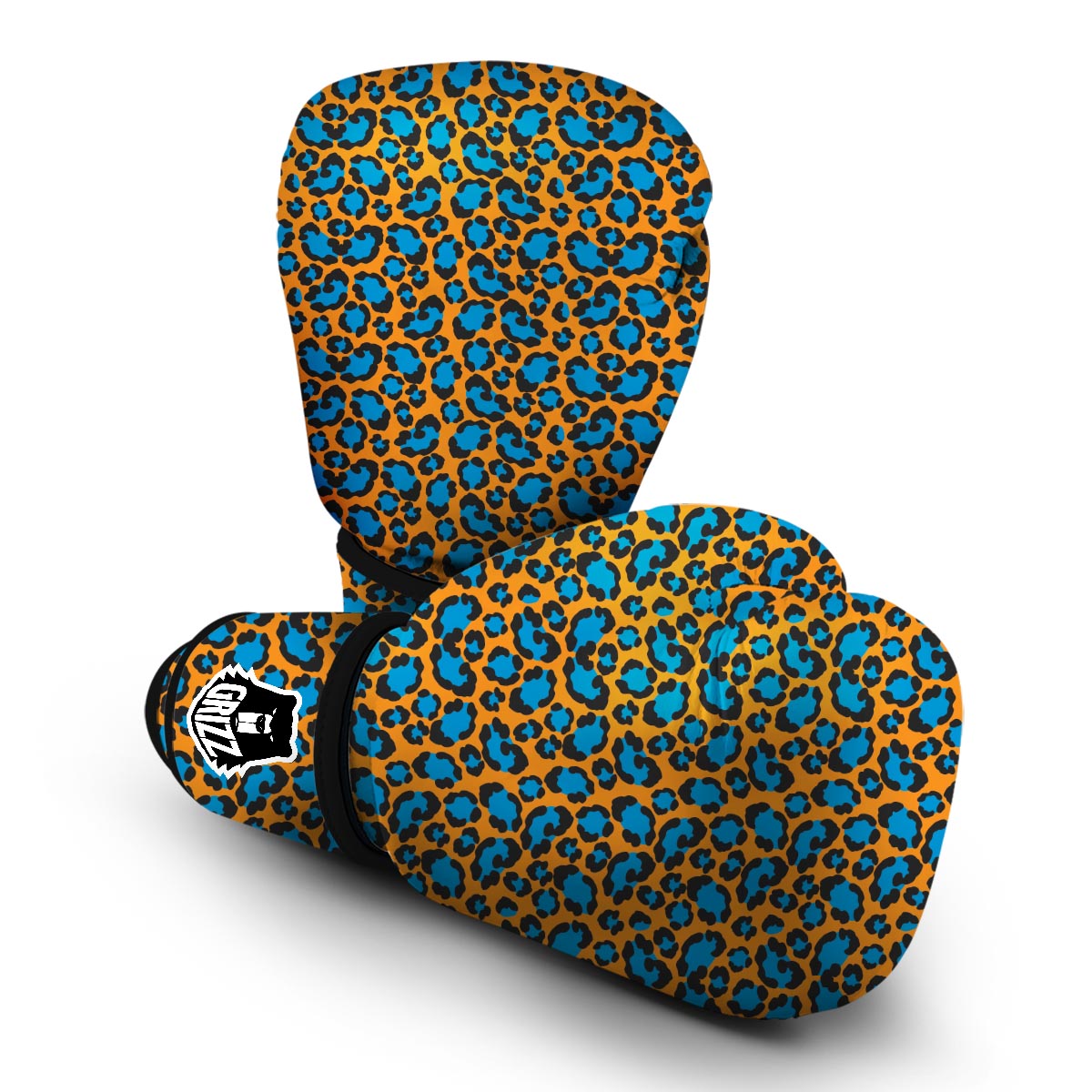 Yellow Blue Dot Leopard Boxing Gloves-grizzshop