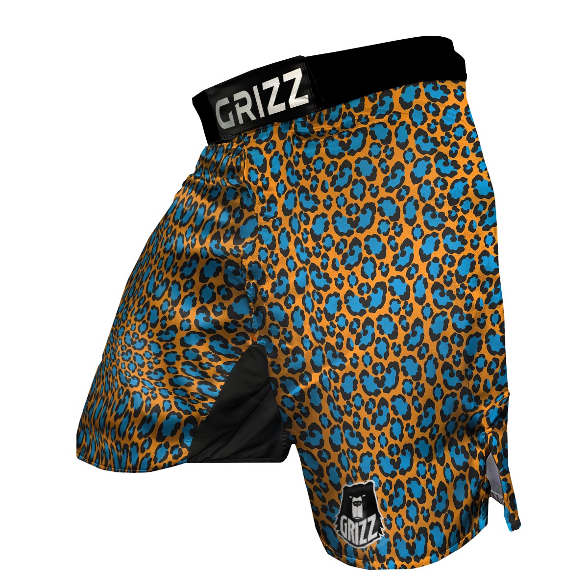 Yellow Blue Dot Leopard MMA Shorts-grizzshop