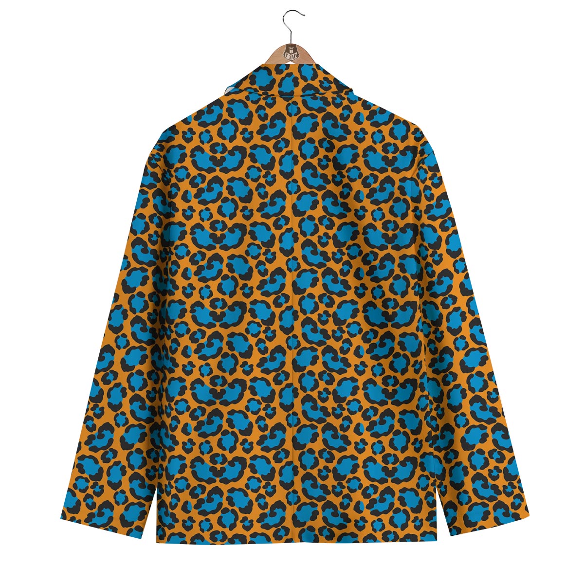 Yellow Blue Dot Leopard Men's Blazer-grizzshop