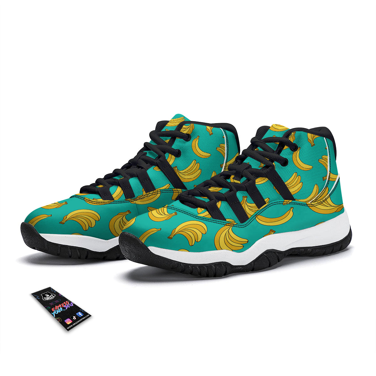 Yellow Bus Print Pattern Black Bball Shoes-grizzshop