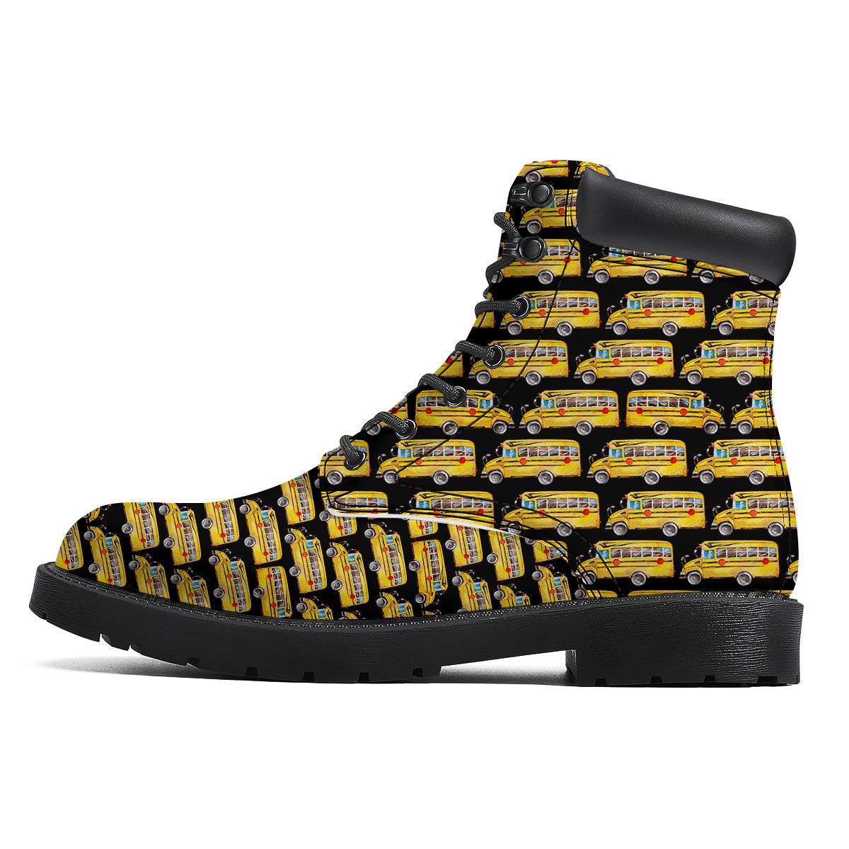 Yellow Bus Print Pattern Boots-grizzshop