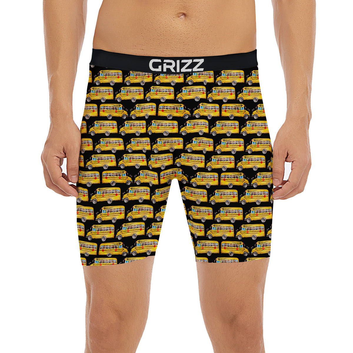 Yellow Bus Print Pattern Boxer Briefs-grizzshop